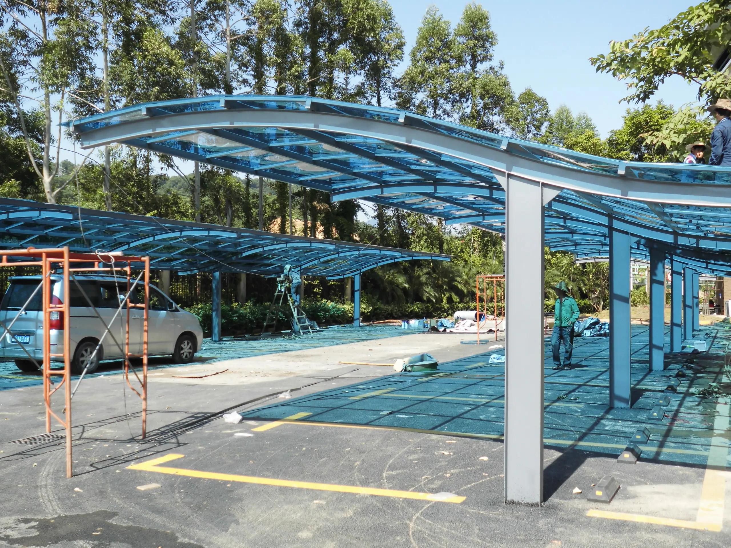 苏州地区景观张拉膜结构学校汽车自行车停车棚安装施工方案
